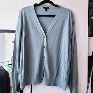 J Crew | Light Blue Cotton Boxy V-neck Cardigan